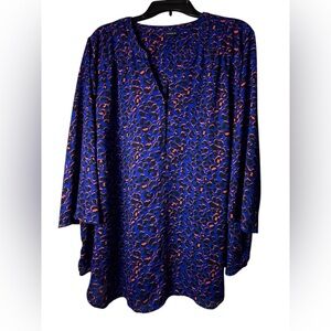 Torrid Women’s Blue Pink Cheetah Print Blouse Top
